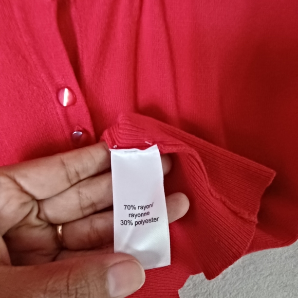Maurices Women's Size Large Rayon Red 3/4 Sleeve Cardigan Very Soft. - Picture 11 of 12